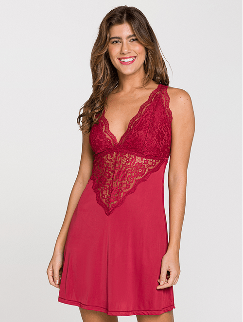 Camisola Curta em Microfibra Renda Noir