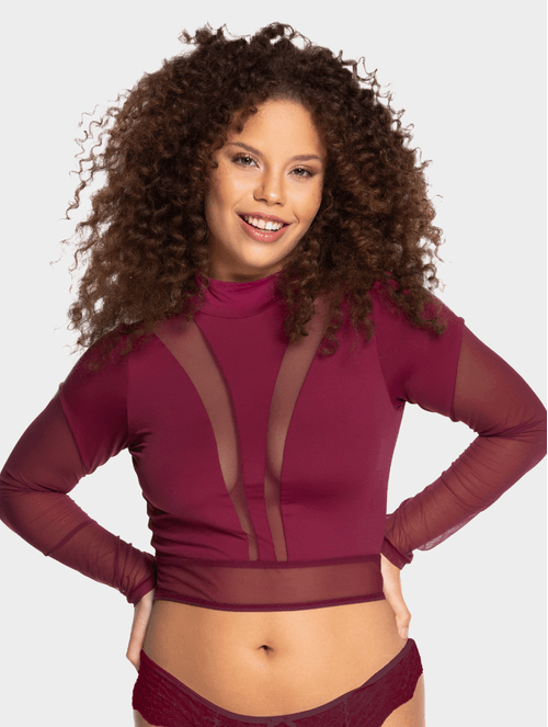 Cropped Manga Longa em Microfibra Light