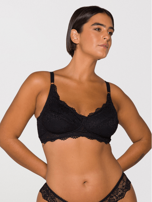 Sutiã Meia Taça em Microfibra Renda Liberty