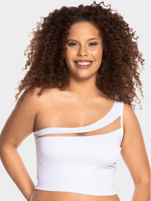 Top Assimétrico em Microfibra White Party