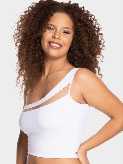 Top Assimétrico em Microfibra White Party