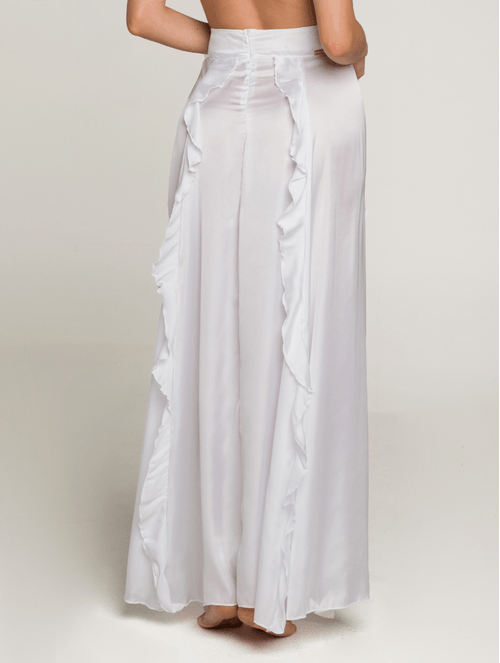 Saia Longa em Cetim com Babado White Party