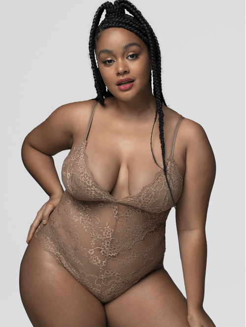 Body com Bojo Removível Nude Renda