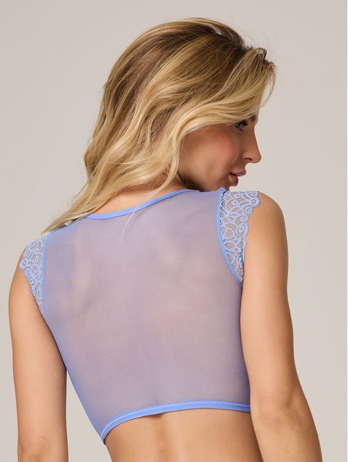 Cropped em Tule com Renda Fractal