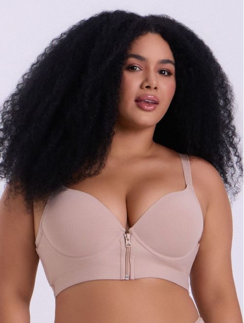 Sutiã Meia Taça com Zíper em Microfibra - Tamanhos Maiores