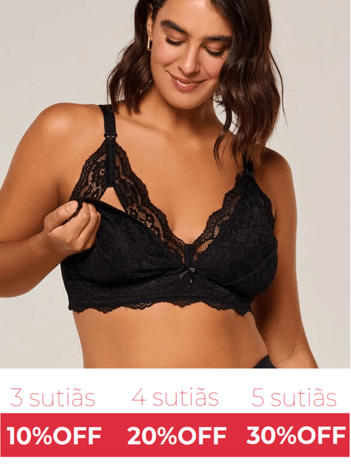 Sutiã Amamentação sem Bojo e sem Aro em Renda Maternity