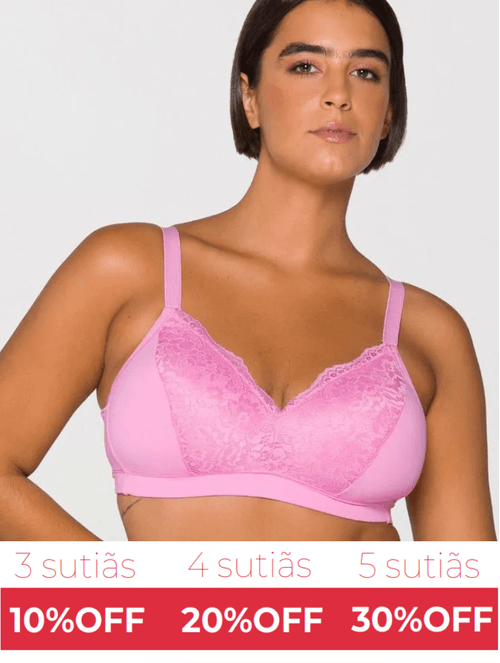 Sutiã Triângulo em Microfibra e Renda