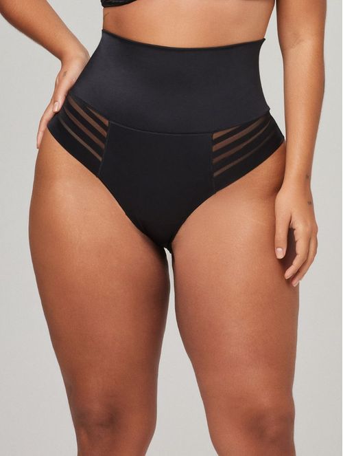 Calcinha Alta Modeladora com Tule Stripes